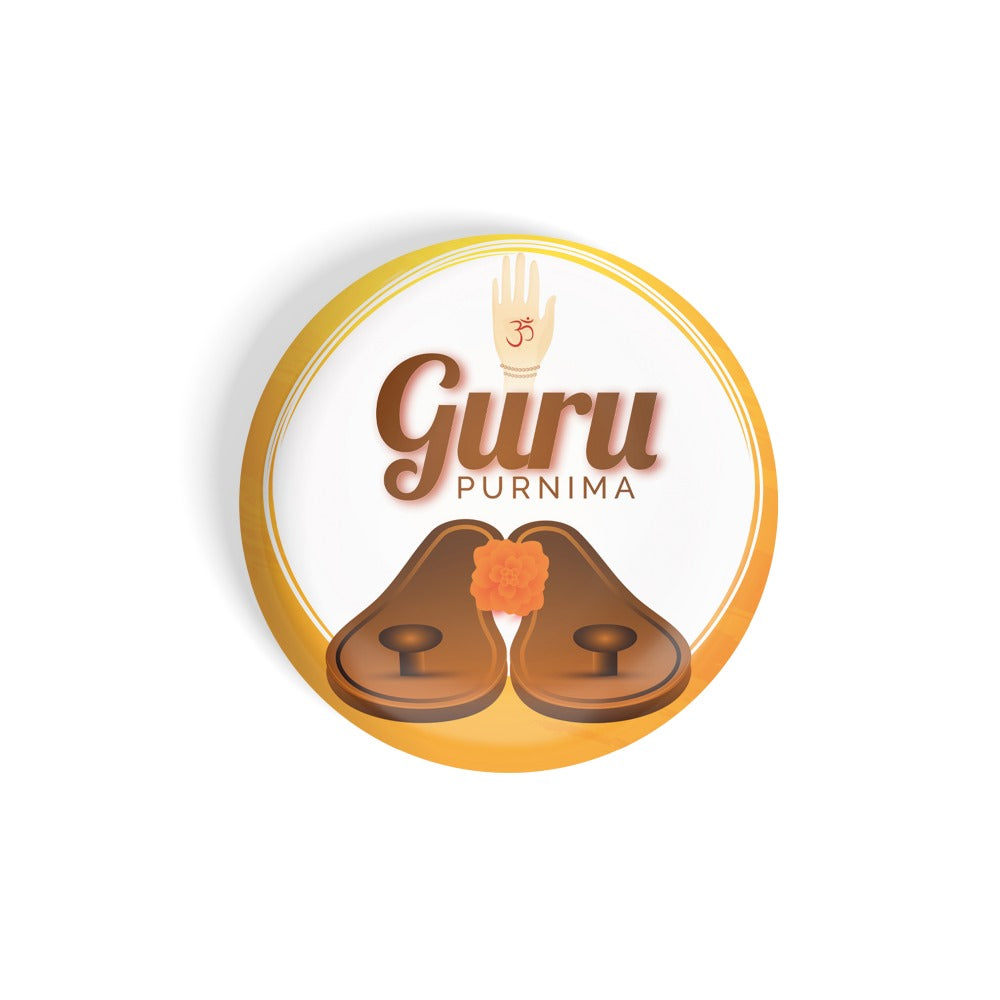 dhcrafts Round Fridge Magnet Multicolor Guru Purnima D1 Glossy Finish Design Pack of 1 (58 mm)